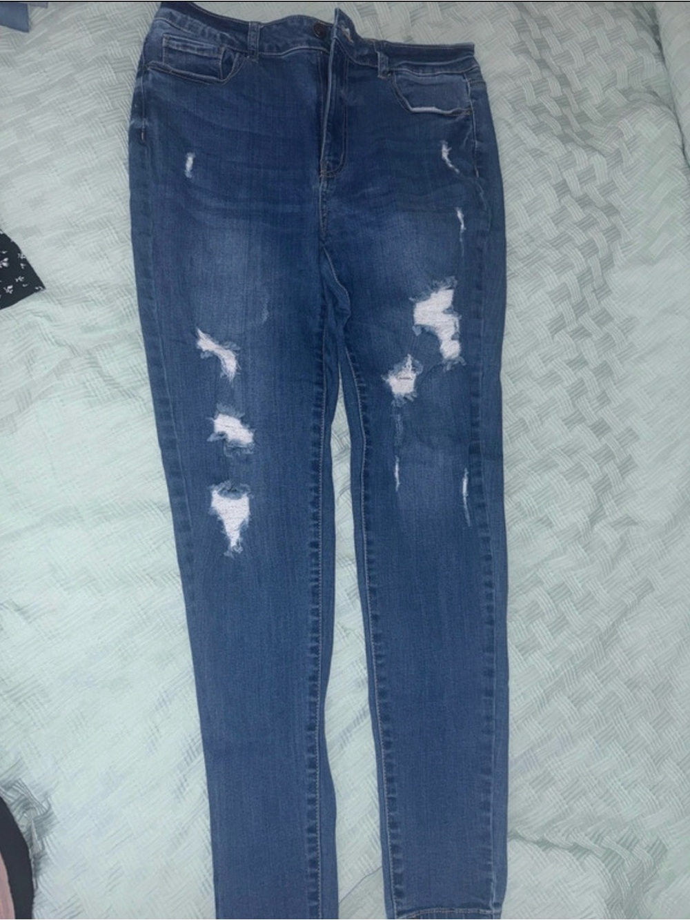 Wax Jean Medium Blue High-Rise Distressed Skinny Jeans